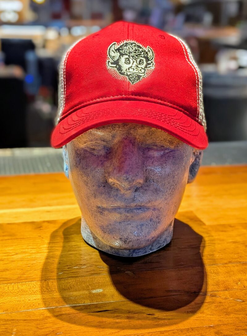 Nick's Trucker Hat - Crimson & Cream with Bison