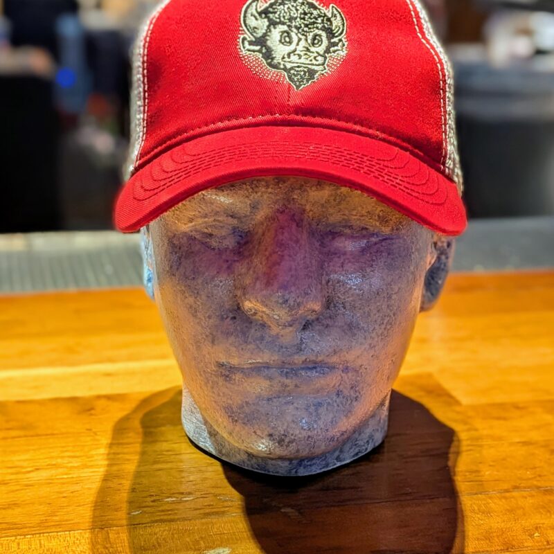 Nick's Trucker Hat - Crimson & Cream with Bison